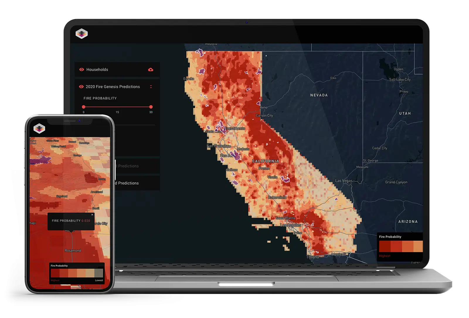 Laptop computer demonstrating Kettle's Wildfire prediction tool